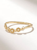 14k Solid Gold Floral Wedding Band, Daisy Diamond Curved Ring for Women, Nature Inspired Nesting Band, Botanical Bridal Jewelry Gift for Her ANNIVERSARY