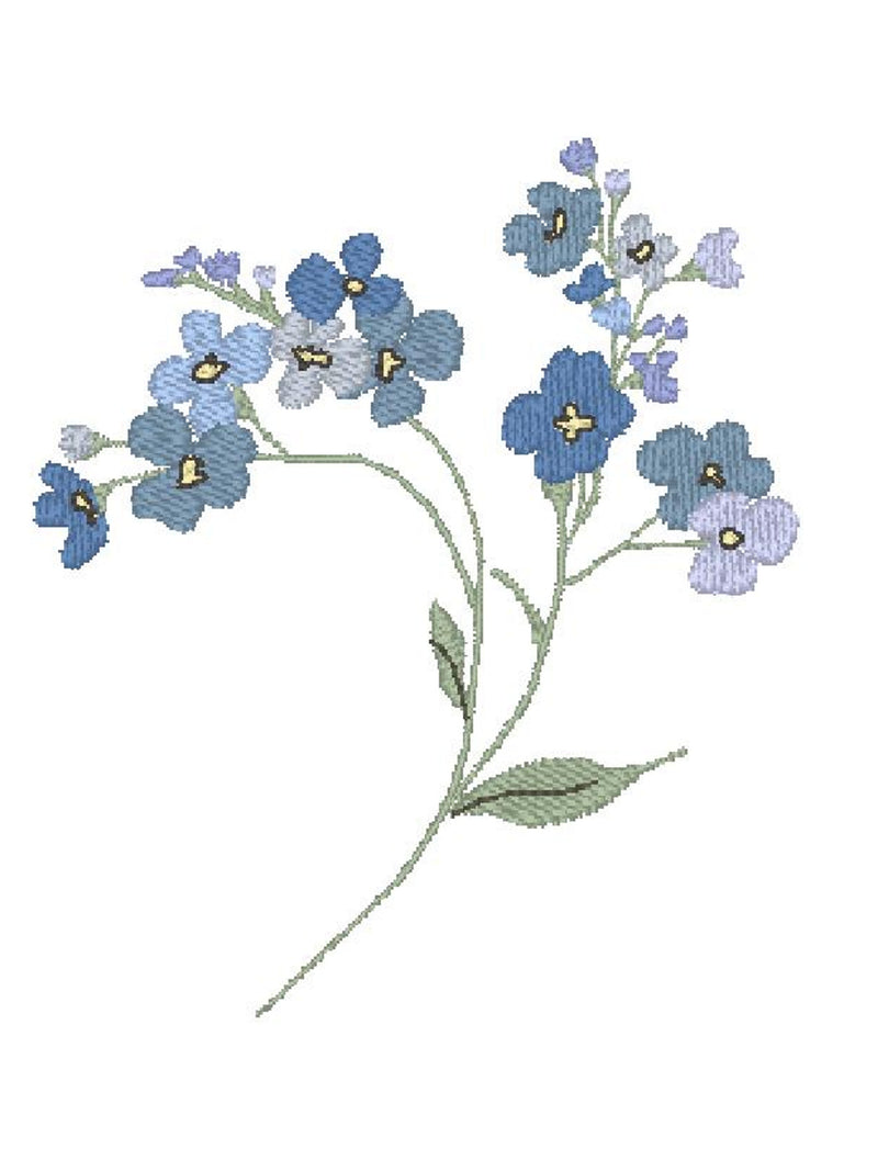 Forget Me Not Blue Flower Stems S Funeral Memorial Floral Sympathy Keepsake Embroidery Design File MULTIPLE SIZES 4x4 5x7 Instant Download sympathy flower