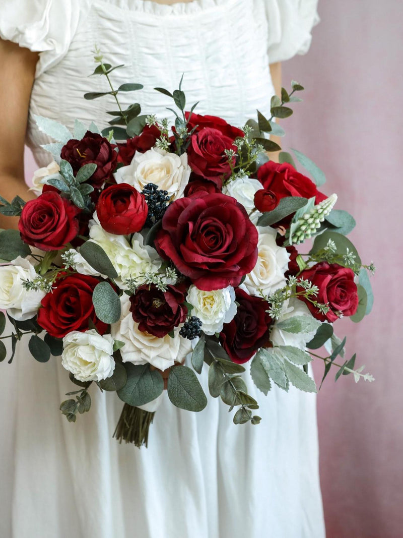 Keepsake Bouquet, White & Red Wedding Bouquet