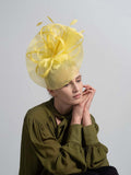 Yellow Feather Flower Fascinator Hatinator,Wedding Hair Accessory for Races,Tea & Garden Party Headband FLOWER DELIVERY