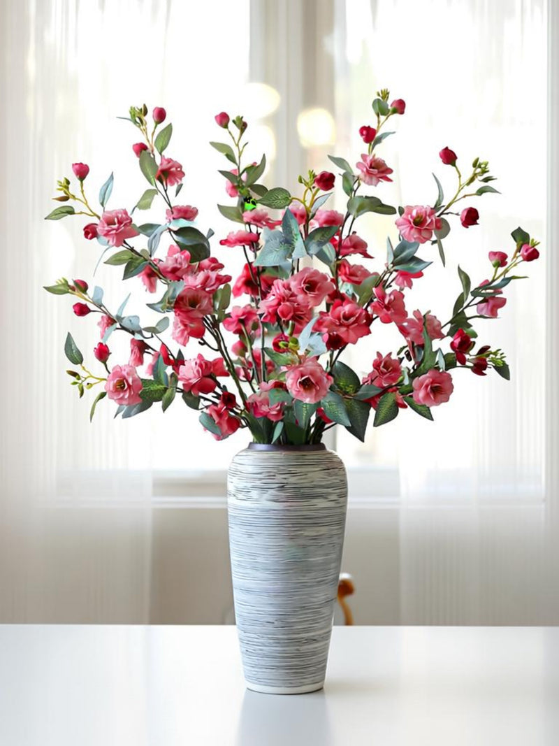 Realistic Silk Camellia Branch with Leaves, Long Stem Artificial Camellia for Floor Vase, Botanical Wedding Centerpiece, Elegant Home Decor faux plants
