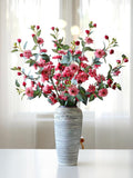 Realistic Silk Camellia Branch with Leaves, Long Stem Artificial Camellia for Floor Vase, Botanical Wedding Centerpiece, Elegant Home Decor faux plants