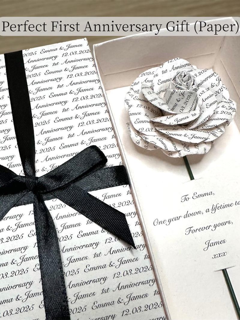 Personalised 1st Anniversary Gift for Him Ð Paper Rose and Box Unique Keepsake ANNIVERSARY
