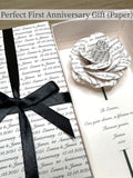 Personalised 1st Anniversary Gift for Him Ð Paper Rose and Box Unique Keepsake ANNIVERSARY