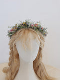 Pink Rose Dried wildflower Bridal Crown Lavender Dried Flower Wedding Rustic Boho Brides Bridesmaid bouquet silk flower