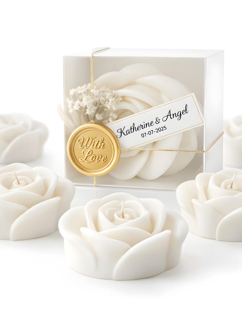 White Rose Bud Shaped Wedding Favor Candle Ð Soy Wax Bridal & Baby Shower Gifts wedding flower