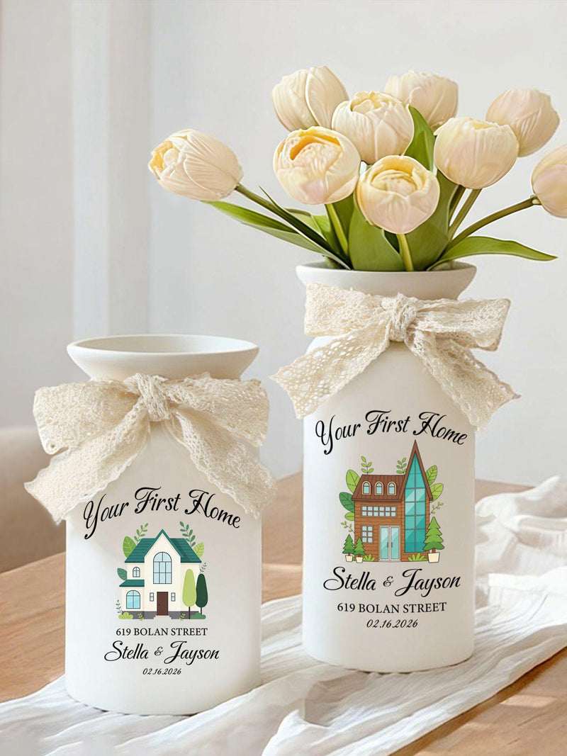 Personalized New Home Gift, First Home Vase, Housewarming Gift for Couples, Custom Moving In Gift, New Home Owners, Flower Vase for Friends house warming flower