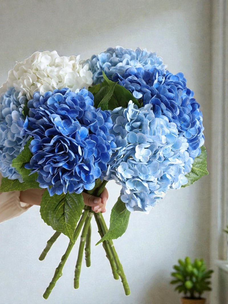 Realistic Silk Hydrangea Stem, Faux Flower for Wedding Bouquet, Large Head Artificial Hydrangea Single Pick, DIY Floral Home Decor silk flower