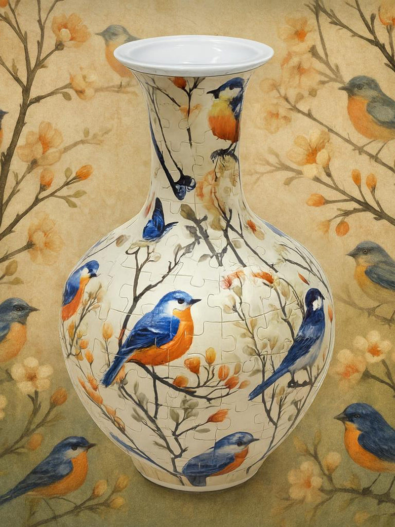 3D Birds & Blossom Puzzle Vase, Gourd Shape Vase, Unique DIY Floral House Warming Decor for Flowers Display, 3D Assembly Art, Fun Craft Gift house warming flower