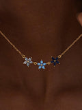 Dainty Flower Birthstone Necklace, Custom Family Birthstone Necklace, Floral Birthstone Pendant, Birthday Gifts for Grandma, Christmas Gifts birthday flower
