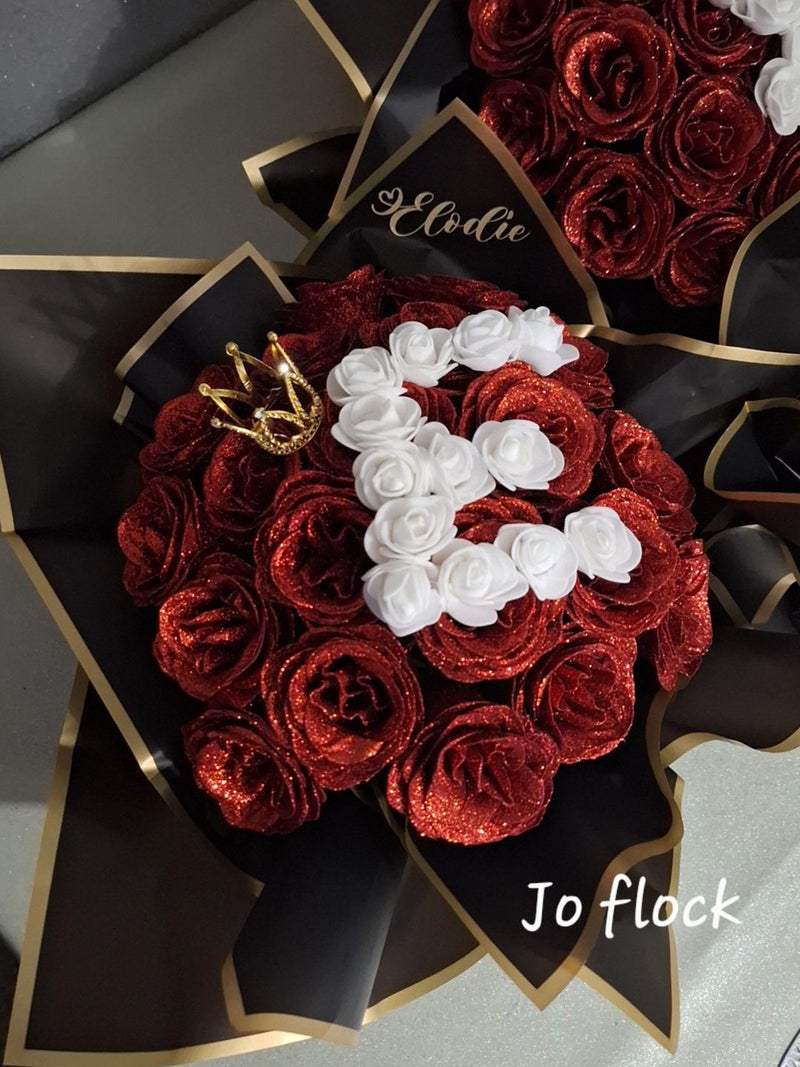bouquet of 12 or 20 eternal roses personalized letter Valentine's Day, birthday, Mother's Day or grandmother's day ANNIVERSARY