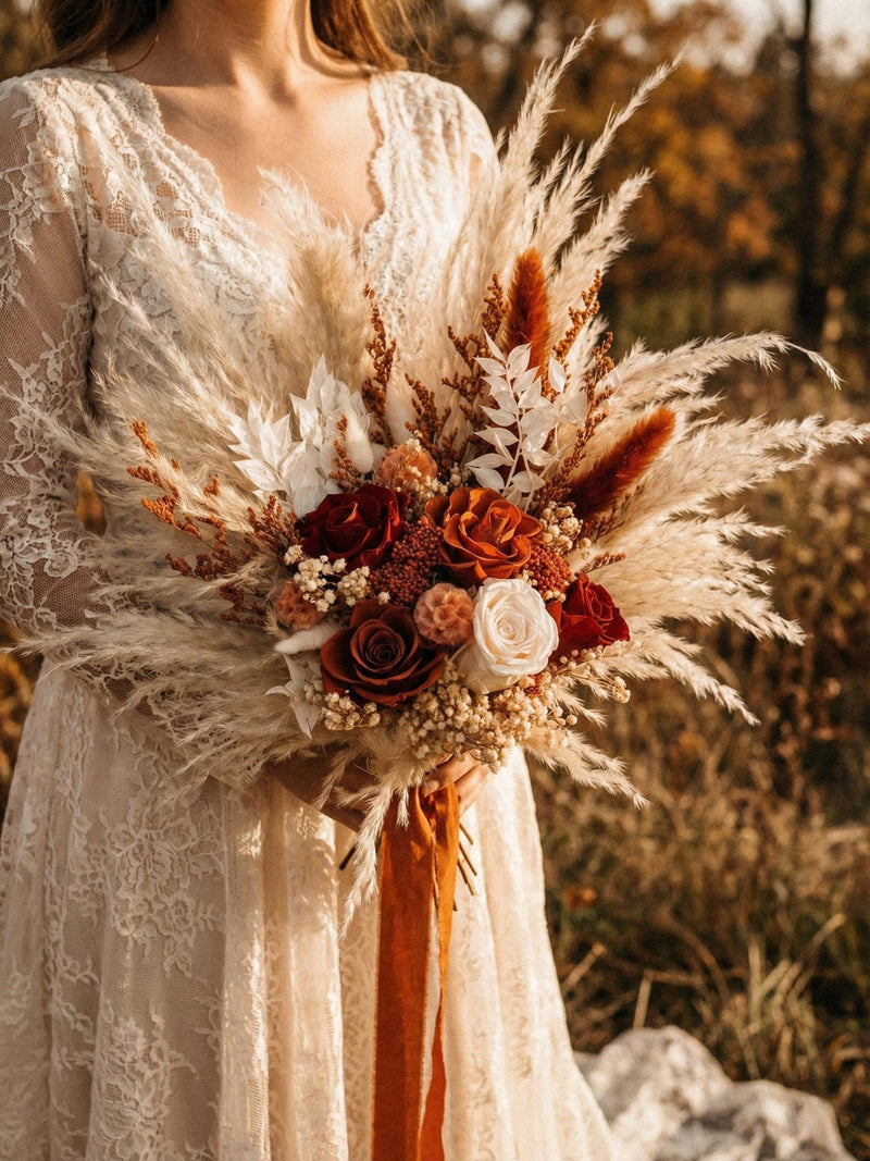 Boho Rust Terracotta Wedding Bouquet, Terracotta Bridesmaid bouquet, Boho Terracotta Bridal Bouquet, Fall wedding bridal bouquet wedding flower