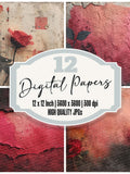 Faded Romance Junk Journal Paper Pack 12x Broken Rose Digital Paper Grunge Texture Torn Backgrounds Printable High Quality JPGs Download Love Romance Flower