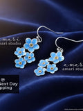 Blue Forget Me Not Flower Earrings, Simple Natural Jewellery FLOWER DELIVERY