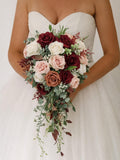 Burgundy blush pink bouquet, faux bridal bouquet, burgundy ivory pink bouquet, boho wedding bouquets Bouquet