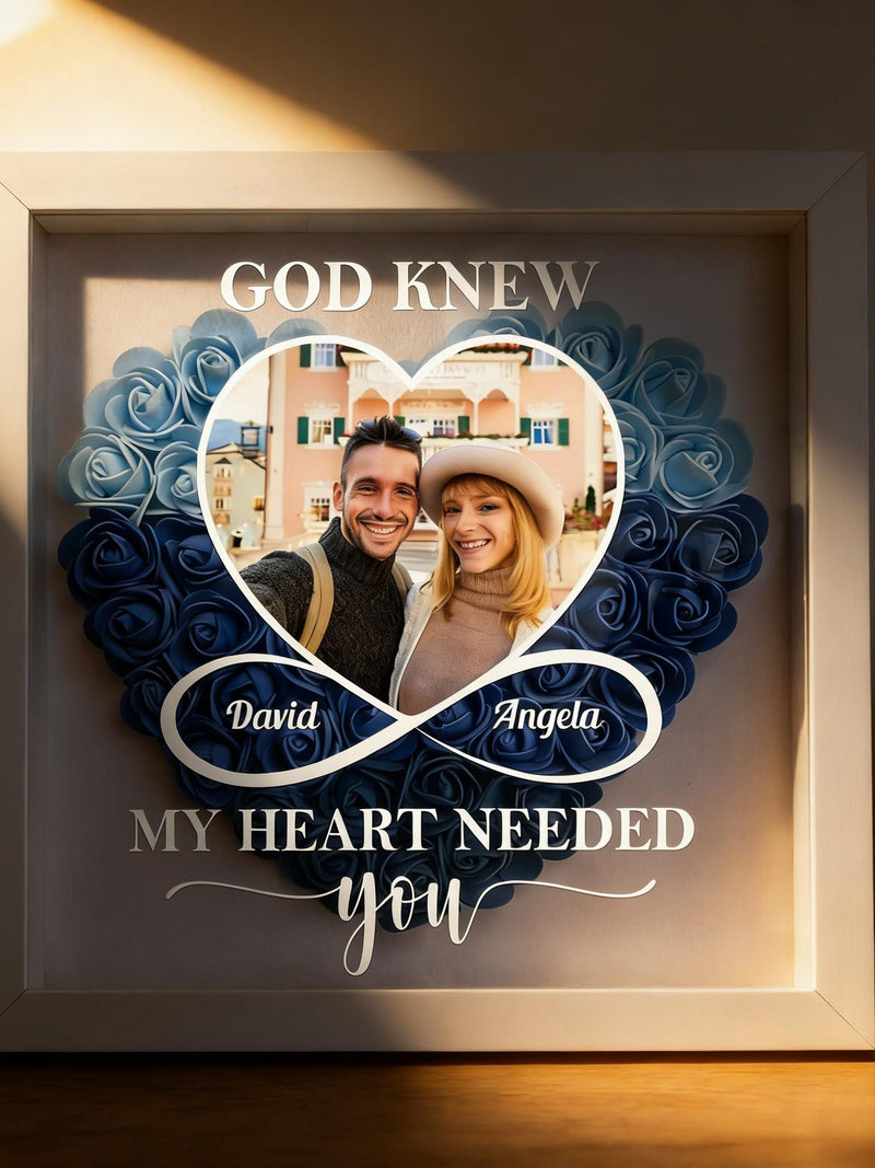 Personalized Led Light Flower Shadow Box,My Heart Need U,Custom Rose Flower Frame for couple,Gift for Anniversary,Wedding,Valentine's Day ANNIVERSARY