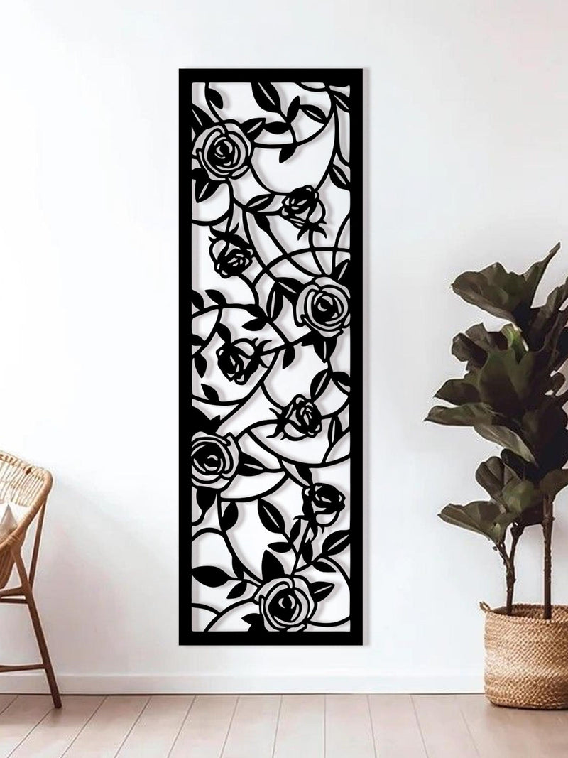 Rose Vine Metal Wall Panel Ð Tall Floral Silhouette Art house warming flower
