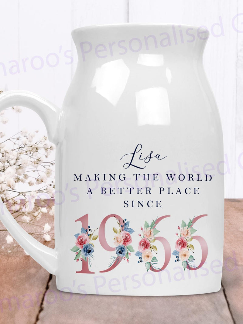 60th Birthday Flower Pot | Making the world a better place since 1966 | Happy 60th Birthday | 60s| 60 |60th | 60th Birthday Gift|1966 FLORAL birthday flower