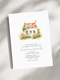 Housewarming Invite, Spring Cottage New Home Invitation, Minimalist Invite, Instant Download house warming flower