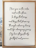Love Printable Wall Art, Romantic Handwritten Quote, Wedding Valentine's Love Print, I love you in the calm In the Storm, DIGITAL DOWNLOAD Love Romance Flower