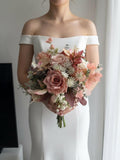 Dusty Rose, Orchid & Babys Breath Wedding Bouquet Artificial Flowers wedding flower
