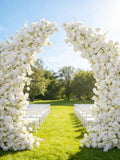 Luxury white wedding Floral Archway,Romantic Wedding Arch Backdrop flwoers- White Ivory Rose Cherry Blossom wedding flower