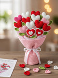 Valentine Crochet Heart Bouquet Pattern PDF, Handmade Amigurumi Love Flowers, Beginner Romantic Gift Decor Love Romance Flower