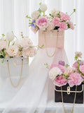 Flower Gift Box With Chain Handle Ð Pink, Black White | Elegant Party & Flower Packaging FLOWER DELIVERY