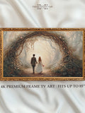 Romantic Valentine Frame TV Art, Wedding Couple Under Floral Arch, Dreamy Love Romance Flowers Wall Decor, Instant Digital Download Love Romance Flower