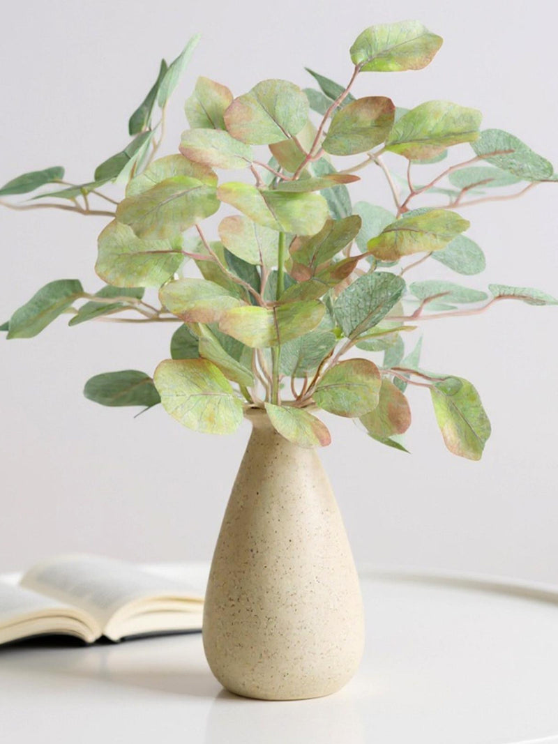 Faux Eucalyptus Plant in Beige Ceramic Vase, 12 Inch faux plants