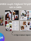 Editable Couple Magazine Ð 32 Page Scrapbook Style Love Journal Ð Canva Template Love Romance Flower