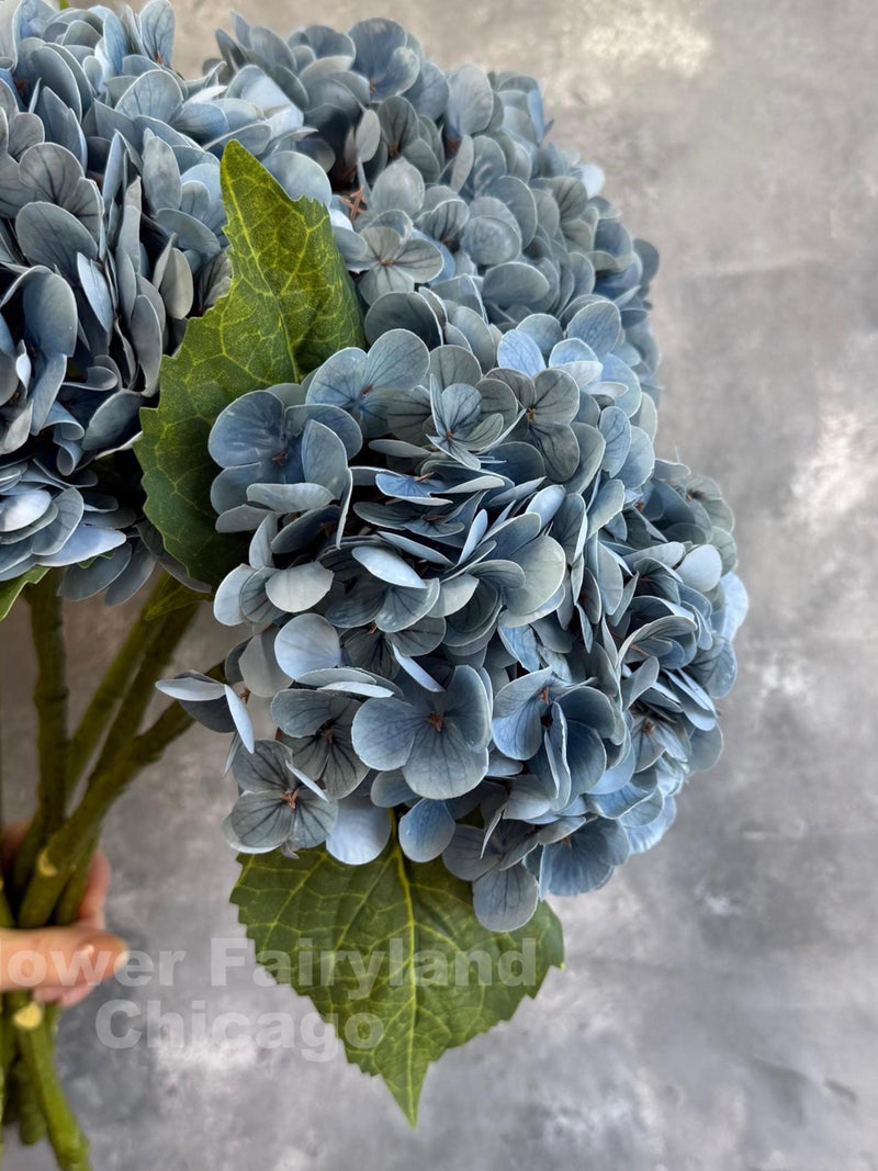 Real Touch Huge Hydrangea Stem - Artificial Flower - Dark Dusty Blue faux plants