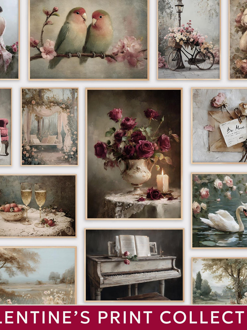 Valentines Print Bundle PRINTABLE Vintage Oil Painting Set Romantic Gallery Wall Art Collection Love & Romance Poster Decor Valentine Day Love Romance Flower