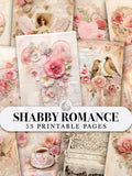 Shabby Romance Junk Journal Kit: 53 Printable Vintage Valentine Floral Heart Collage Scrapbook Papers Love Romance Flower
