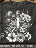 Skull Flower Halftone PNG SVG, Gothic Valentine Shirt Design Love Romance Flower
