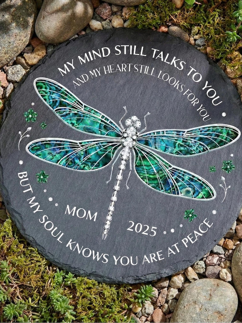 Personalized Memorial Stone for Mom | Dragonfly Remembrance Garden Stone Sympathy Gift Bereavement Keepsake sympathy flower