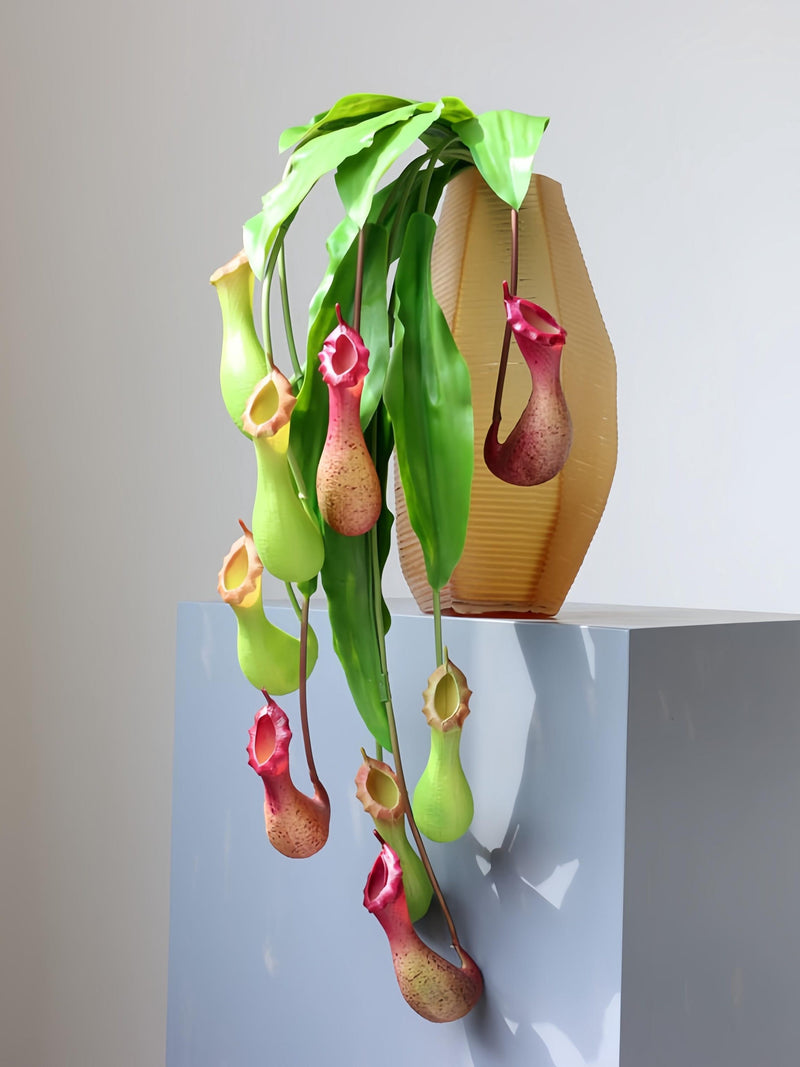 3 Pcs Soft Rubber Artificial Pitcher Plants Hanging Carnivorous Creative Floral Unique Niche Filler faux plants