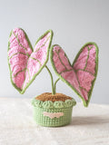 Crochet Caladium/Elephant Ear Plant in Green Pot: Handmade Floral Home Decor faux plants