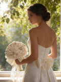Elegant White Silk Rose Bridal Bouquet Artificial Wedding Bouquet for Bride and Bridesmaid Real Touch Faux Flowers Bridal Shower Bouquet Bouquet