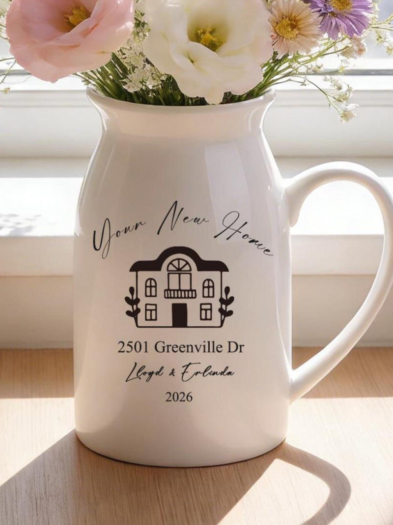 Personalised Flower Vase With House, Personalised First Home Gift, Housewarming Gift For Couple, Moving In Gift for Friend house warming flower