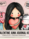 Valentine Junk Journal Kit, Printable Love Journal Pages, Digital Scrapbook Paper, Whimsical Valentine Ephemera, Romantic Clipart Download Love Romance Flower