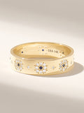 14k Solid Gold Sapphire Floral Wedding Band Pave Diamond Ring Women Anniversary Gift wedding flower