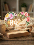 Personalized Anniversary Gift for Him, Couple Custom Floral Heart Acrylic LED Light, MBG64 ANNIVERSARY