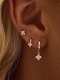 Dainty Flower Huggie Hoop Earrings Set, Floral Huggie Earrings, CZ Flower Hoop Set, Minimalist Bridesmaid Gift for Her,Birthday Gift for Mom birthday flower