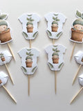Little Sprout Cupcake Toppers, Locally Grown, Baby Sprout, Grown with Love, Watercolor Sprout, Baby Shower, Gender Reveal, Rustic, Vegetable flower spore
