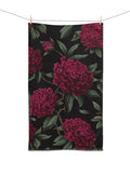 Burgundy Flower Hand Towel Black Floral Home Decor Maroon house warming gift wedding anniversary Home Decor Present Botanical Boho Kitchen house warming flower
