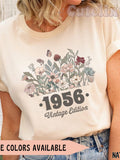 1956 Shirt, 70th Birthday Shirt, Flower 1956 Birth Year Number Shirt for Women, Birthday TShirt, Turning 70 Gift, 1956 plus size tops birthday flower