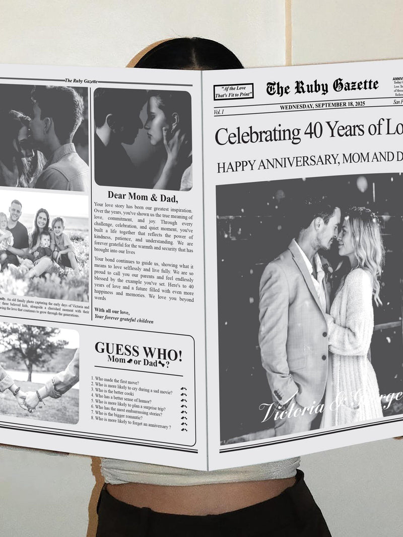 Vintage Wedding Anniversary Flower Newspaper Wrap: Customizable Bouquet Design (Digital Download,  Printable Template) ANNIVERSARY