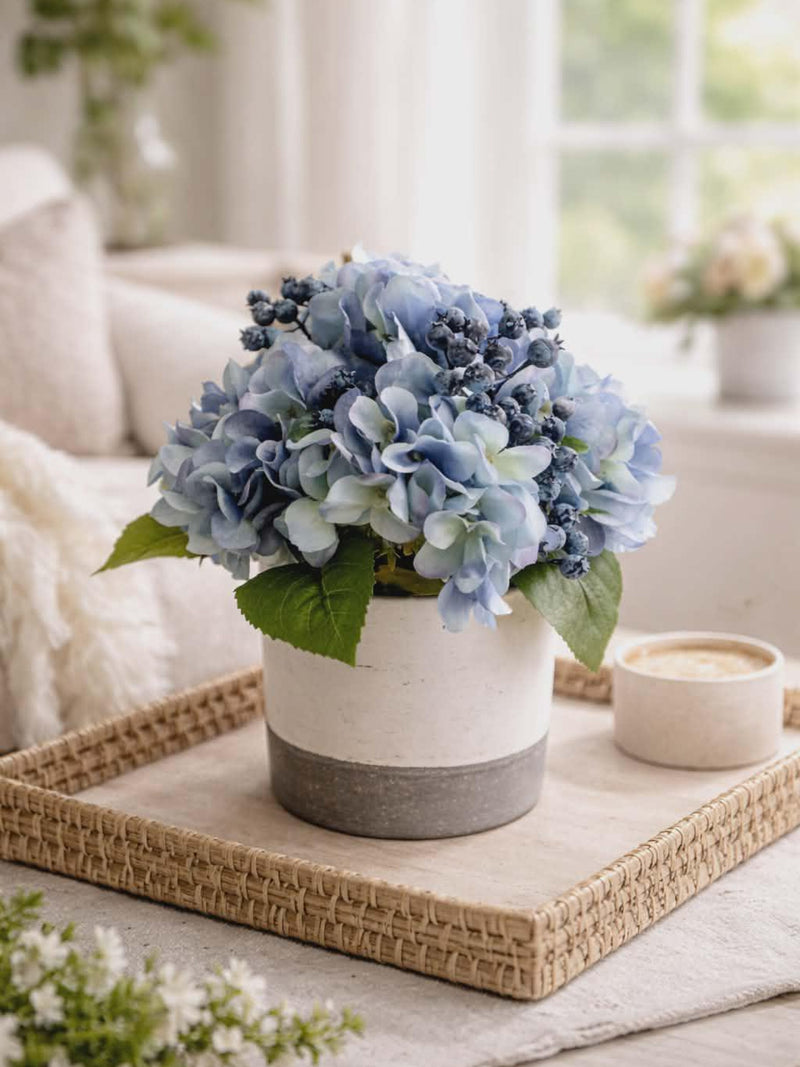 Farmhouse Arrangement, Floral arrangement Spring Summer Arrangement Hydrangeas Blueberries greens Wedding decor Wedding flowers FLOWER DELIVERY