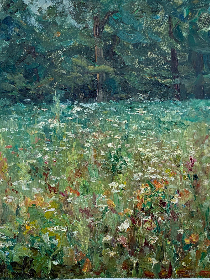 And flowers all around. Original painting by Ukrainian artist A. Tyrygin. 25-30 cm, oil on cardboard FLOWER DELIVERY